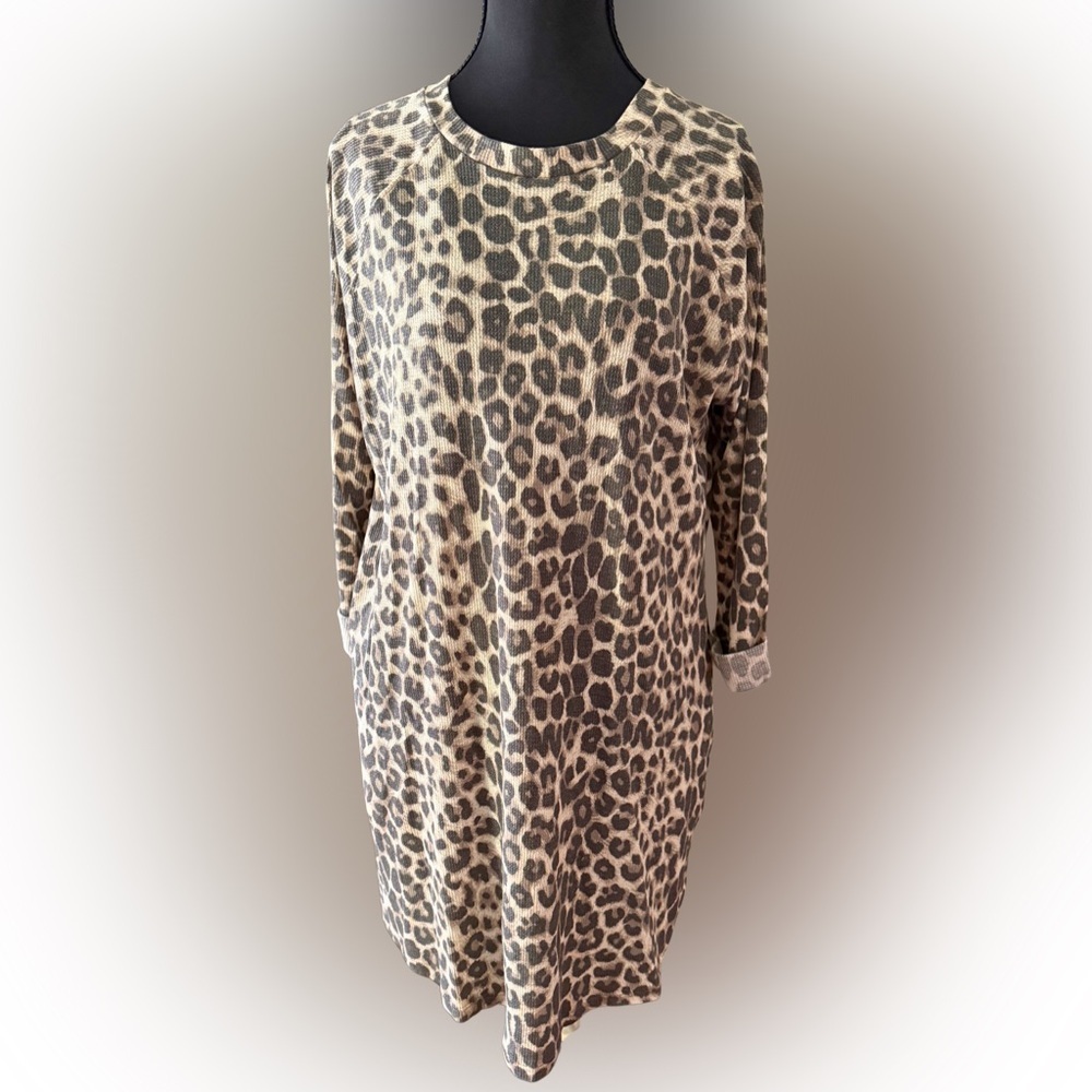 Cherish Brand Leopard Print 3/4 Sleeve Dress Size Medium New‎